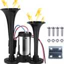 Upgraded 12V 600DB Air Horn Dual Trumpets, Super Loud Truck Train Horns Kit with Air Compressor for Any 12V SUV Motorcycle Trucks Pickup Lorries Trains Cars Boats