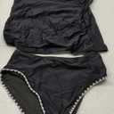 ZAFUL Womens Tankini Swimsuits V Neck Push Up Swim Top Color Block Tummy Control High Waisted Bathing Suits Swim Bottom, L