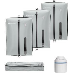 Vacuum Bag for Travel, Professional IPX8 Waterproof Reusable Vacuum Compression Bags for Travel Suitcases, Durable Space Saver Bag(3 PACK,With Pump) (Grey)