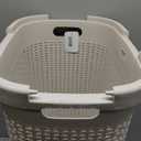 Mind Reader Slim Laundry Hamper with Lid, 60L Clothes Basket, Premium Wicker Design, Plastic, Ivory (Single)
