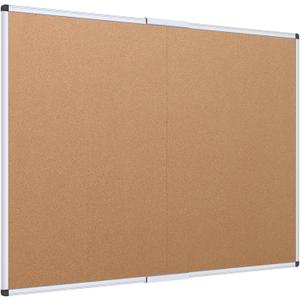 VIZ-PRO Cork Bulletin Board/Foldable Noticeboard, 36 X 24 Inches, Silver Aluminium Frame