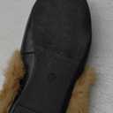 Mules for Women, Round Toe Backless Slip On Mule Flats Loafers Backless Faux Fur Slides Mules Shoes (10.5, New Black Fur)