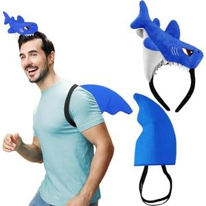 CraftyDream 2 Pcs Shark Costume Shark Hat Fin Headbands Plush Headband Ocean Animal Costume Cosplay Party Favors