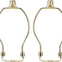 6 Inch Lamp Harp Kits, Polished Brass Finish, 3/8 Saddle Base Holes, Light-Duty, Pack of 2 Replacements for Table Lamp DIY Shade Holders (Not for Heavy Shades)