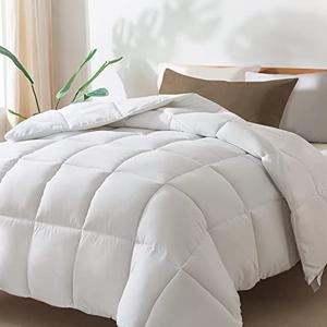 DOWNCOOL Comforters, Duvet Insert,White All Season, Lightweight Quilt, Down Alternative Hotel Comforter with Corner Tabs (White, Queen 88x92 Inches)