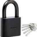 Maudex PBK40 Weather-Resistant Padlock - Reliable Protection with 5 Keys, Protective Coating, Durable Steel for Storage Units, Gates & Property (Black)