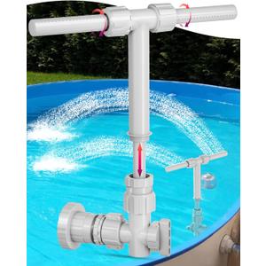 2026 Dual Spray Pool Fountain, 2-in-1 Retractable Height 360 Adjustable Waterfall Sprinkler Fountain, High-Pressure Pool Spray Fountain for Swimming Pool Spa Cooling, Grey
