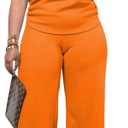 PINSV Lounge Sets For Women Casual 2 Piece Outfits Baggy Short Sleeve Top And Flare Pants Tracksuits, XL