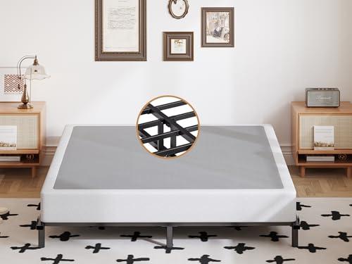 POOUPHV Full Box Spring 5 Inch High Profile Box Springs for Full Bed, Sturdy Metal Frame Mattress Foundation, Easy Assembly, Quiet & Noise-Free, Black