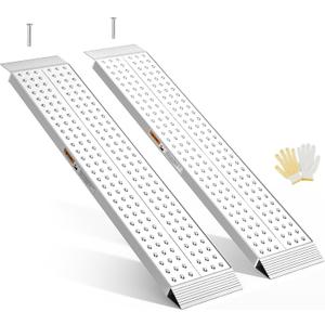 Aluminum Shed Ramp 55x12inch, gardhom 2PCS Riding Mower Ramps 3000lbs Capacity for Curb Steps Stairs Dirt Bike Motorcycle Lawn Mower Snow Blower Loading Ramps