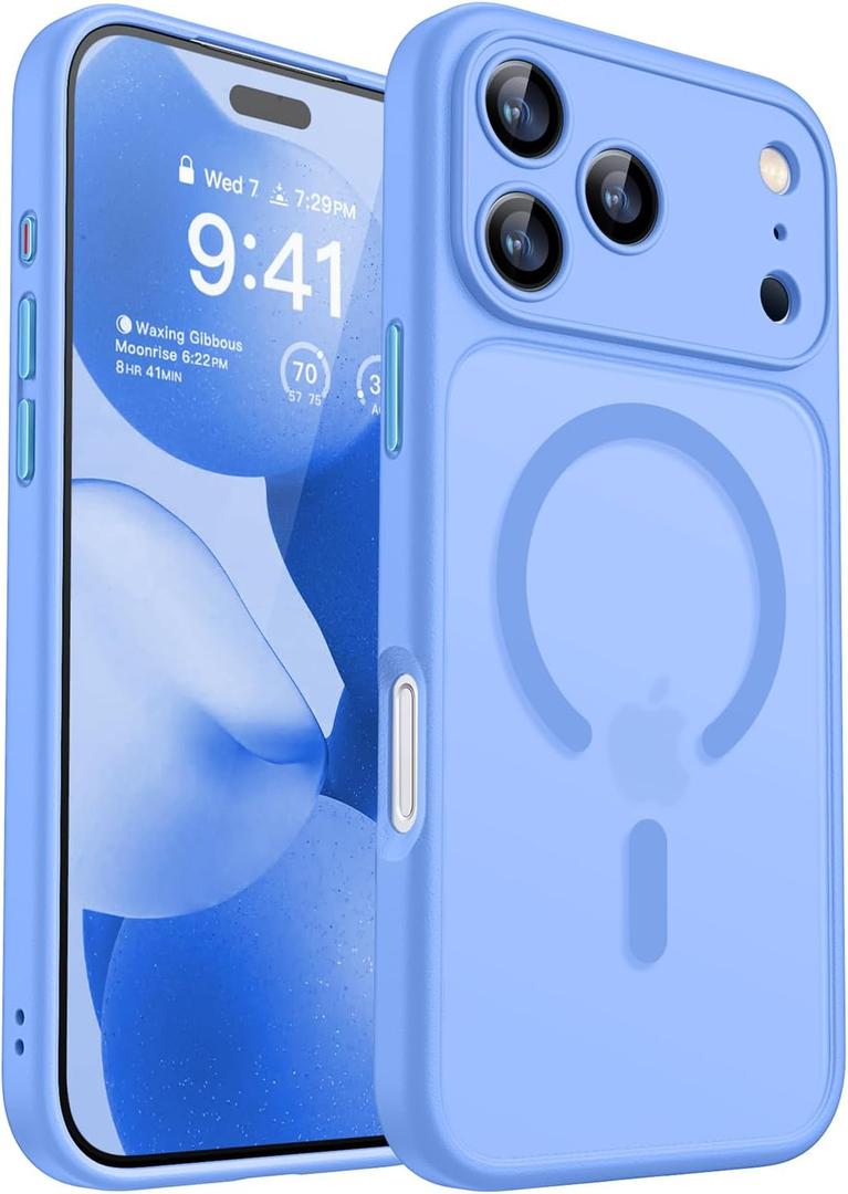 CANSHN Magnetic Compatible with iPhone 17 Pro Max Case, Upgraded [Full Camera Protection] [Compatible with Magsafe] [Translucent Matte] Shockproof Protective Phone Cover 6.9 Inch - Ultramarine