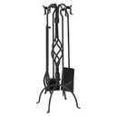 UniFlame, F-1053, 5-Piece Black Wrought Iron Fireplace Tools Set with Center Weave