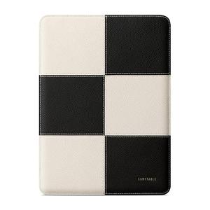 Comfyable Laptop Sleeve 13 Inch Precisely Compatible with MacBook Air M4 M3 2025 & MacBook Pro M2 M1 2022, Genuine Leather Protective Case Cover, Black & Cream