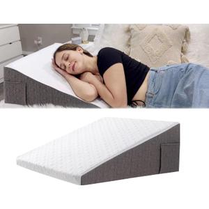 10" Wedge Pillow for Sleep Apnea/Acid Reflux Relief/Seniors, Wedge for Bed to Elevate Head, Acid Reflux Pillow, with Memory Foam Top Bed Wedge Pillow for Sleeping,Reading,Rest,Leg Elevation 