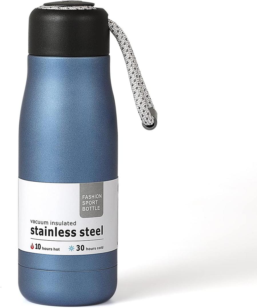 Small Water Bottle 12 oz, Dusgut Insulated Water Bottle,Stainless Steel,Wide Mouth Portable Lid, Air Force Blue