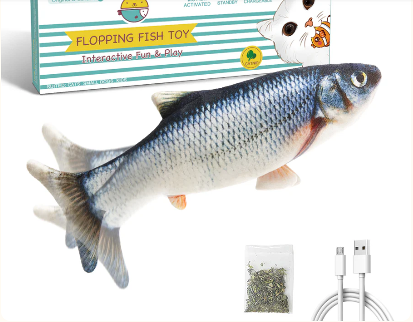 Potaroma Cat Toys Flopping Fish with Catnip, Moving Kitten Kicker, Floppy Wiggle Carp for Small Dogs, Interactive Motion Kitty Exercise, 10.5 Inches