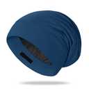 OLESILK Mulberry Silk Bonnet for Men, Mens Bonnet for Curly Hair, 100% Real Silk Hair Bonnet for Sleeping, Night Cap for Frizzy Hair, Royalblue (Medium, Dark Teal)
