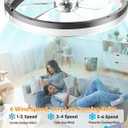 Ceiling Fans with Lights and Remote, Low Profile Ceiling Fan, Morden Flush Mount LED Fan Light, 3000K-6500K Dimmable for Bedroom, Kitchen, Living Room, Frosted, Black