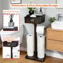 Freestanding Bathroom Toilet Paper Holder Stand with Shelf, Bamboo Toilet Paper Roll Holder with Wet Wipes Storage Drawer(Vintage Black)