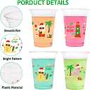 WorldBazaar 12OZ Hawaii Christmas Plastic Cups 100 PCS Clear Disposable Snowman Santa Claus Drinking Cups Cold Beverage Coffee Holiday Winter Party Supplies