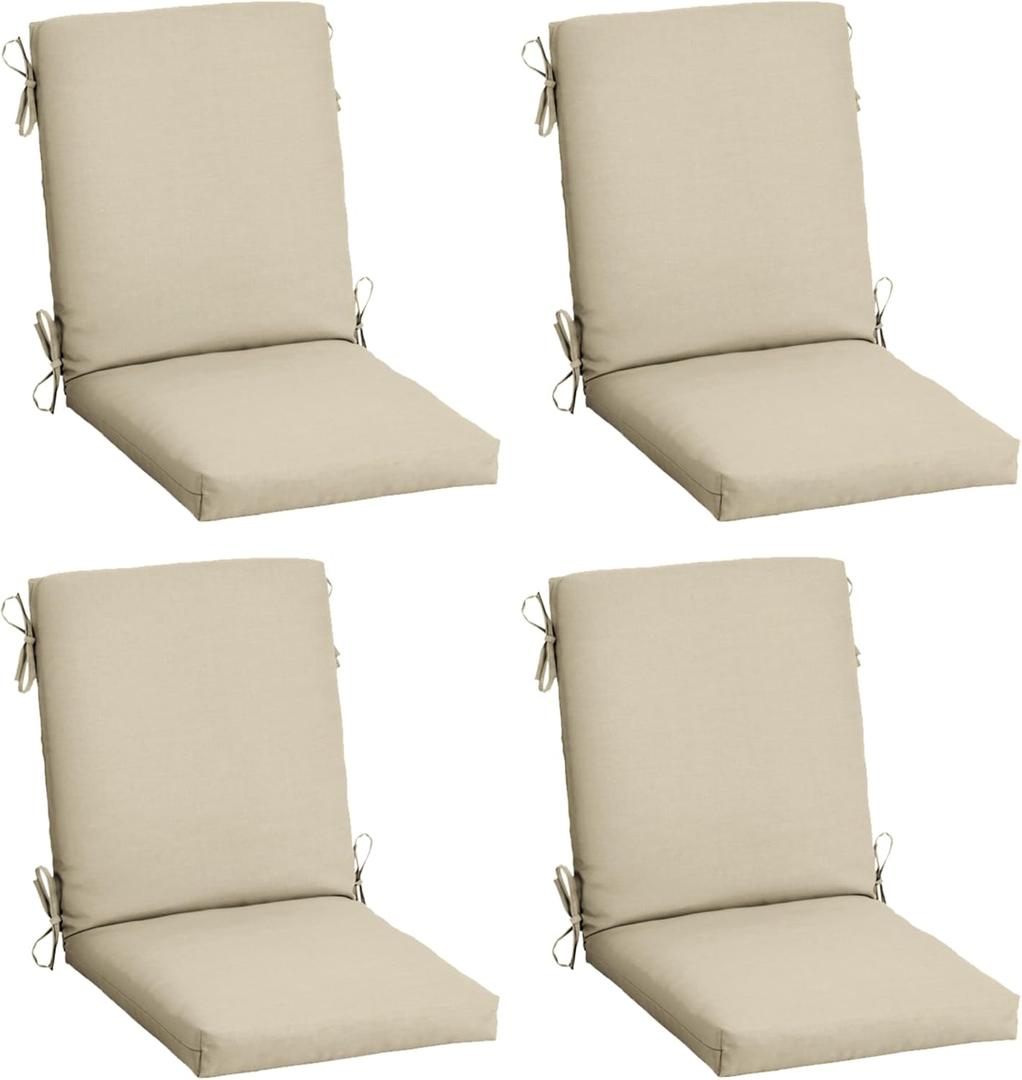 Arden 4-Pack Outdoor Patio Dining Chair Cushion, 20x44, Rain-Proof Seat Pad, Fade-Resistant Outdoor Cushion Tan Leala