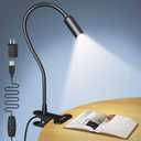 Glocusent Clip on Light: 10 Brightness Levels from 20 to 180LM LED Reading Light with Clamp and Flexible Gooseneck - Eye Caring Book Lights for Reading at Night, Clip on Desk Bed Headboard