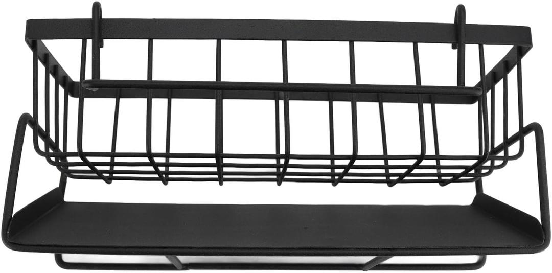Kitchen Sink Caddy, Removable Divider Easy Installation Kitchen Sink Sponge Holder Carbon Steel for Toilet (Black)