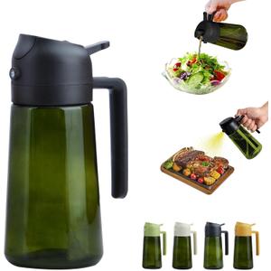 2 In 1 Oil Dispenser And Oil Sprayer, 16 Oz/470 Ml Oil Dispenser For Kitchen Spray, With Fine Mist Nozzle, Suitable For Cooking, Air Fryer, Salad, Grilling(black-1)