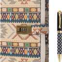 TIEFOSSI Fabric Diary with Lock, Lined Lock journal for Women Men, Aesthetic Diary with Pen, Hardcover Notebook for Journaling Writing Planning, 100 GSM Thick Paper with 224 Numbered Pages