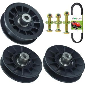 2 Pack 532194326 V-Groove Idler Pulley with 532194327 Idler Pulley 532130969 Belt Replaces 194327 Drive Pulley, Craftsman 194326 for Husqvarna YTH22V46, LGT2654, YTH2348, YTH1542XP Tractors