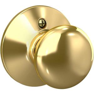 Schlage F170 PLY 605 V Plymouth Door Knob, One Sided Non-Turning Dummy Door Handle, Bright Brass