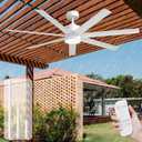 56 Inch Wet Rated Outdoor Ceiling Fan with Lights for Patios, White