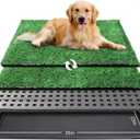 Ondware Dog Grass Pad with Tray,35x23in Dogs Potty Tray with 2-Pack Upgraded Replacement Artificial Grass,Dog Litter Box for Pet Training,Indoor Portable Pottys Pet Toilet