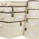 China Storage Hard Shell Containers 8-Piece Set Moving Boxes for Dinnerware, Glasses, Plates, Mugs and Saucers Sturdy Dish Organizer with Dividers for Seasonal Storage - Service for 12 - Beige