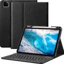 MoKo for iPad Air 11 Inch Case with Keyboard 7th/6th Gen(M4/M3-2026/2025/2024), iPad Air 5th/4th Gen Case 2022/2020 10.9'' with Pencil Holder, Multi-Angle Detachable Bluetooth Keyboard, Black
