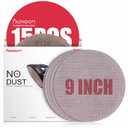 9 Inch Sanding Disc Drywall Sandpaper, Dust Free Sanding Drywall Sander Pads, Pack of 15 Assortment 80 | 120 | 220 | 320 | 600 Grit