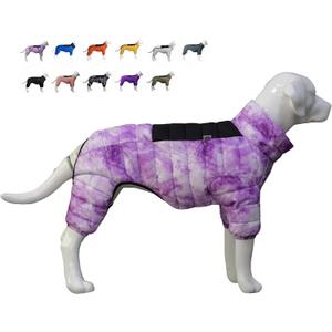Micai Warm Dog Coat - 4 Legs Covered Waterproof Windproof Reflective Vest, Zippered Adjustable Outdoor Snow Jacket for Small Medium Large Dogs - Purple L (L (15inch Back))