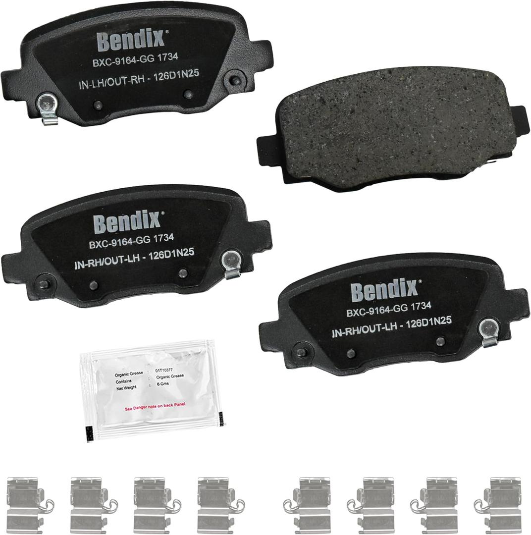 Bendix Priority1 CFC1734 Ceramic Rear Brake Pads for Chrysler 200 (2015-2017), Jeep Cherokee (2014-2023)