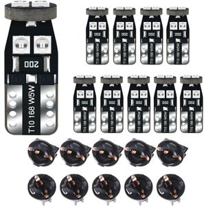 12V Green T10 PC168 PC175 PC194 PC194G PC195 PC160 PC161 PC195NA Instrument Cluster Light LED Bulb Replacement For Dashboard Dash Panel Gauge Indicator Lamp W5W 158 168 194 2825 with Socket
