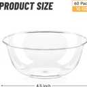 Qeirudu 10 oz Small Clear Plastic Bowls, 60 Pack Disposable Hard Plastic Party Serving Bowls for Salads, Ice Creams, Fruit, Desserts, Parfaits, Snacks