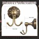 Yaocom Brass Towel Hook 2 Pack, Vintage Wall Mounted Robe Holder Heavy Duty Bathroom Coat Hanger for Towels Clothes Bathrobes, Antique Brass Decorative Hardware for Bathroom Kitchen Entryway