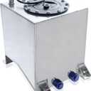 Universal 2.5 Gallon 10L Fuel Cell Tank with Cap and Level Sender Polished Aluminum Silver