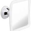 MIRRORVANA Fogless Shower Mirror with 360° Suction Cup - Anti Fog & Mist Free Shatterproof Shaving Mirror for Bathroom - 16cm x 16cm (Pure White)