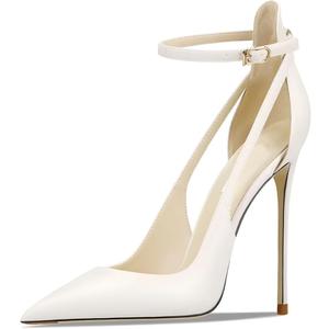 Women's Pointed-Toe Bag-Toe Strappy High-Heeled Shoes Sexy Stiletto Pumps (8, White)
