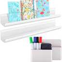 Menkxi 4 Pcs Magnetic Book Shelf for Whiteboard Classroom Reusable Acrylic Book Display Shelf with Pen and Eraser Holder Magnetic Floating Bookshelves Back to School Gift for Teacher Office Fridge