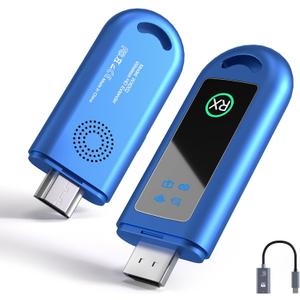 HDMI Wireless Transmitter and Receiver with LED Screen Blue, 2.4G/5G HDMI Extender Kit, Heat Dissipation and Easy-to-Carry Design, 30m/100ft Range, for PC/DV/HDTV/Projector/TV Box