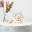 Cabilock Ferris Wheel Ornament Metal Desktop Sculpture Gold Home Decor for Living Room Office Bookshelf Entryway Decoration 9.06X8.66X3.54 Inches