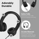 LilGadgets Connect+ Foldable Headphones, Adjustable Fit Soft Touch Padding for Kids with Mic, Volume-Limited & Noise Reduction On-Ear Wired Headset for School with SharePort - Black, Ages 3-14