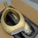 LCCCK Matte Gold Ceramic Vase Set of 2 - Ribbed Hollow Aesthetic Decorative Vase, Modern Farmhouse Table Centerpiece, Boho Gold Vases for Flower Decor and Home Living