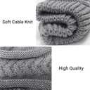 2 x PFFY Beanie Hat for Women Winter Warm Knit Beanies Hats Skull Cap (Beige (Ponytail))